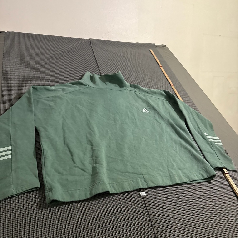 Adidas Womens Mock Neck Quarter Zip Sweatshirt Green Size XL - Picture 2 of 5